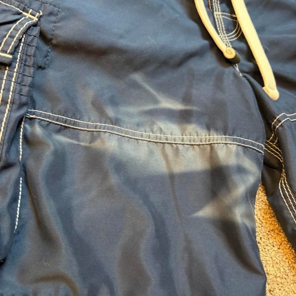 Abercrombie & Fitch Tugger Mens Blue White Stripe Cargo Board Shorts Large Y2K